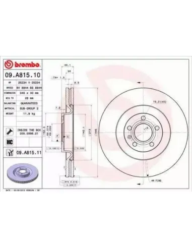 09.A815.10 Disco de freno Brembo