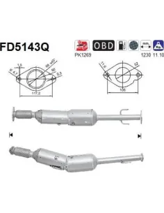 Filtro de partículas diésel AS FD5143Q para NISSAN