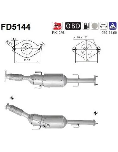 Filtro de partículas diésel AS FD5144 para NISSAN | Recambios Colmenar