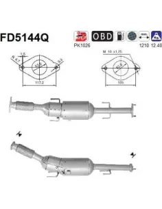Filtro de partículas diésel AS FD5144Q para NISSAN