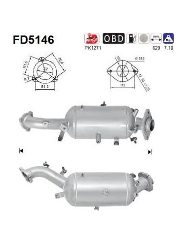 Filtro de partículas diésel AS FD5146 para LEXUS | Recambios Colmenar