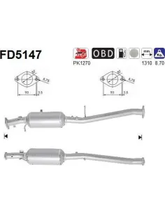 Filtro de partículas diésel AS FD5147 para FORD | Recambios Colmenar