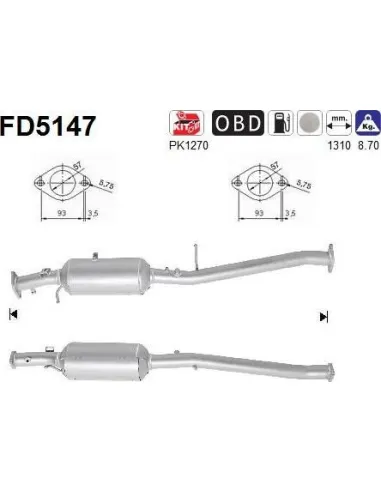 Filtro de partículas diésel AS FD5147 para FORD | Recambios Colmenar
