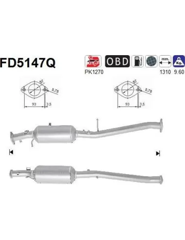 Filtro de partículas diésel AS FD5147Q para FORD | Recambios Colmenar