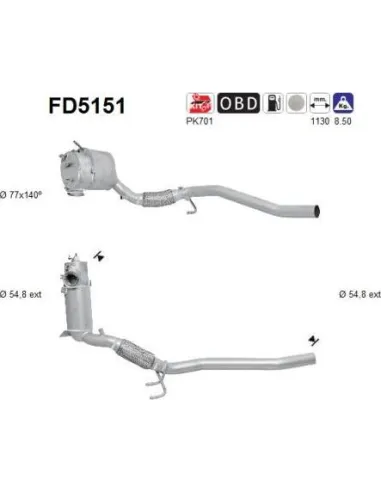 Filtro de partículas diésel AS FD5151 para AUDI / SEAT / SKODA