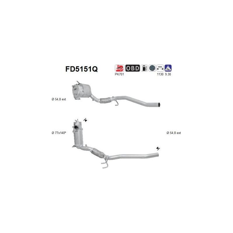 Filtro de partículas diésel AS FD5151Q para AUDI / SEAT / SKODA