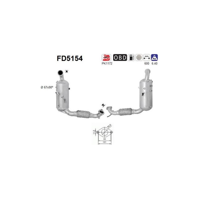 Filtro de partículas diésel AS FD5154 para FORD | Recambios Colmenar