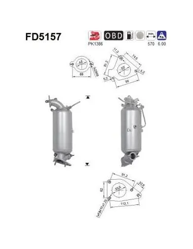 Filtro de partículas diésel AS FD5157 para HONDA | Recambios Colmenar