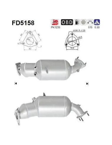 Filtro de partículas diésel AS FD5158 para SEAT | Recambios Colmenar