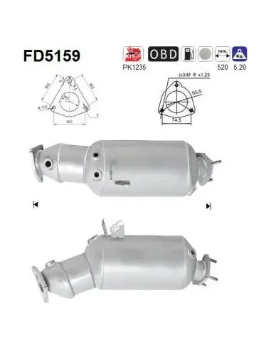 Filtro de partículas diésel AS FD5159 para SEAT | Recambios Colmenar