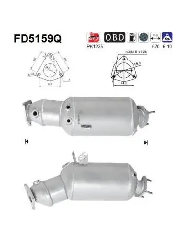 Filtro de partículas diésel AS FD5159Q para SEAT | Recambios Colmenar