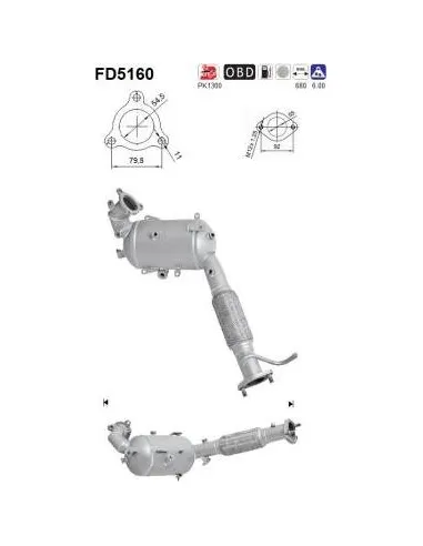 Filtro de partículas diésel AS FD5160 para MITSUBISHI