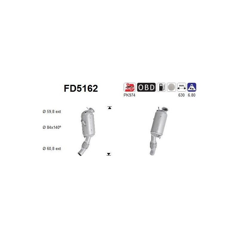 Filtro de partículas diésel AS FD5162 para BMW | Recambios Colmenar