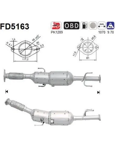 Filtro de partículas diésel AS FD5163 para NISSAN | Recambios Colmenar
