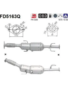 Filtro de partículas diésel AS FD5163Q para NISSAN