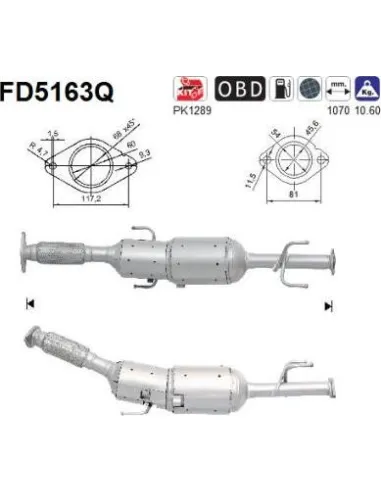Filtro de partículas diésel AS FD5163Q para NISSAN