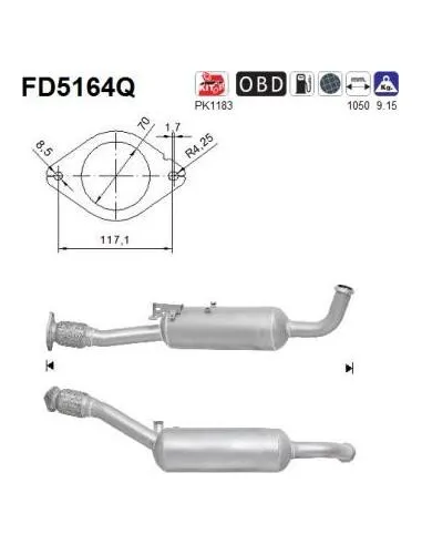 Filtro de partículas diésel AS FD5164Q para NISSAN / OPEL / RENAULT