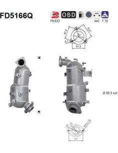Filtro de partículas diésel AS FD5166Q para TOYOTA