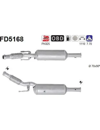 Filtro de partículas diésel AS FD5168 para PEUGEOT