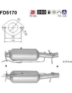 Filtro de partículas diésel AS FD5170 para FORD | Recambios Colmenar