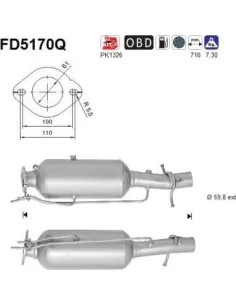 Filtro de partículas diésel AS FD5170Q para FORD | Recambios Colmenar