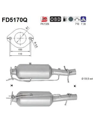 Filtro de partículas diésel AS FD5170Q para FORD | Recambios Colmenar