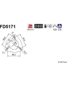 Filtro de partículas diésel AS FD5171 para FORD | Recambios Colmenar