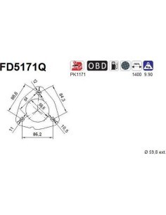 Filtro de partículas diésel AS FD5171Q para FORD | Recambios Colmenar