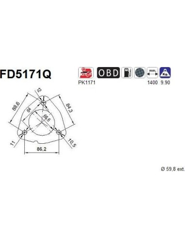 Filtro de partículas diésel AS FD5171Q para FORD | Recambios Colmenar