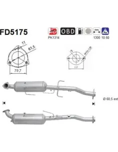 Filtro de partículas diésel AS FD5175 para TOYOTA | Recambios Colmenar