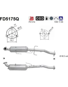 Filtro de partículas diésel AS FD5175Q para TOYOTA