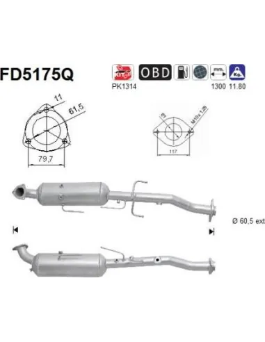 Filtro de partículas diésel AS FD5175Q para TOYOTA