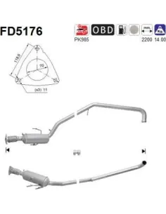 Filtro de partículas diésel AS FD5176 para CHRYSLER / LANCIA