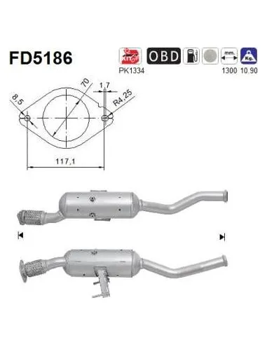 Filtro de partículas diésel AS FD5186 para NISSAN / OPEL / RENAULT