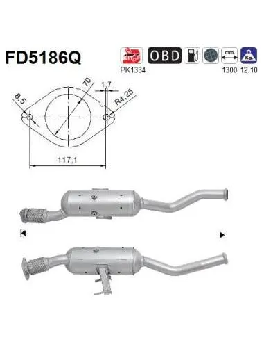 Filtro de partículas diésel AS FD5186Q para NISSAN / OPEL / RENAULT