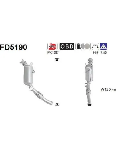 Filtro de partículas diésel AS FD5190 para MERCEDES