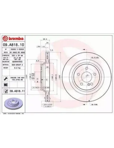 09.A818.10 Disco de freno Brembo