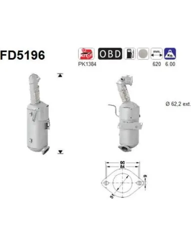 Filtro de partículas diésel AS FD5196 para CHEVROLET / OPEL