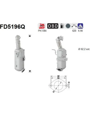 Filtro de partículas diésel AS FD5196Q para CHEVROLET / OPEL