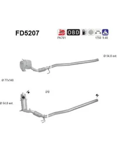 Filtro de partículas diésel AS FD5207 para VOLKSWAGEN