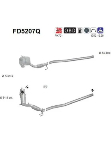 Filtro de partículas diésel AS FD5207Q para VOLKSWAGEN