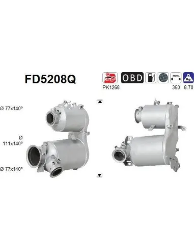 Filtro de partículas diésel AS FD5208Q para AUDI / SEAT / SKODA