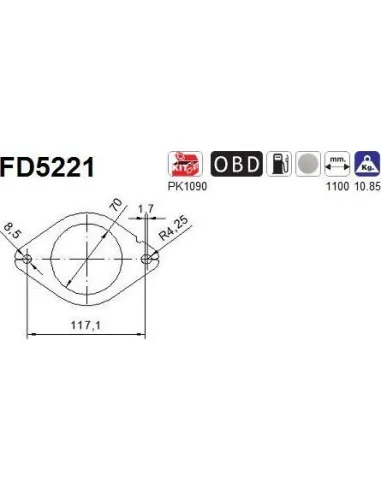 Filtro de partículas diésel AS FD5221 para NISSAN / OPEL / RENAULT