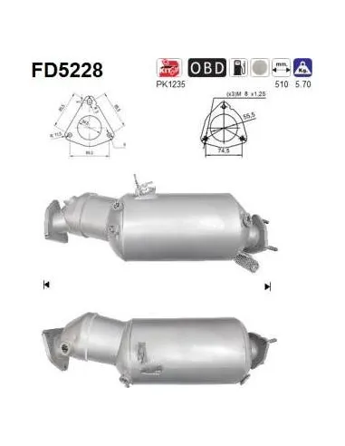 Filtro de partículas diésel AS FD5228 para AUDI | Recambios Colmenar