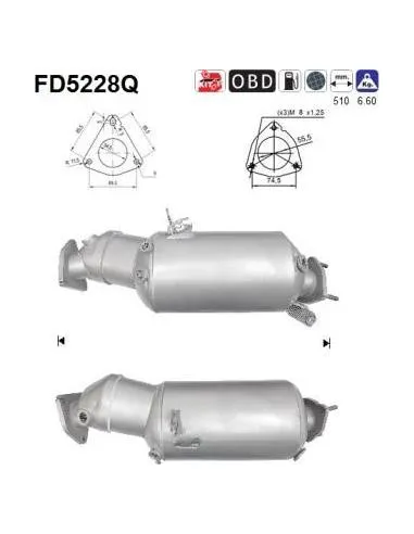 Filtro de partículas diésel AS FD5228Q para AUDI | Recambios Colmenar