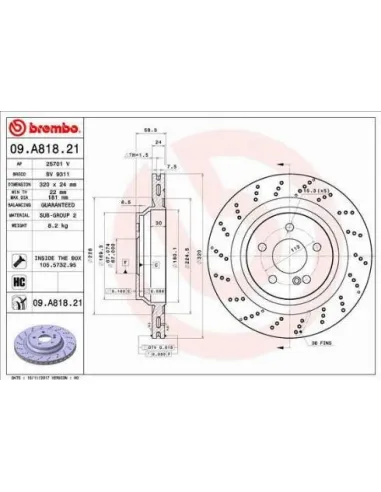 09.A818.21 Disco de freno Brembo