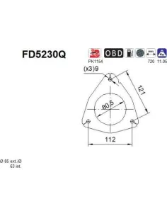 Filtro de partículas diésel AS FD5230Q para IVECO | Recambios Colmenar