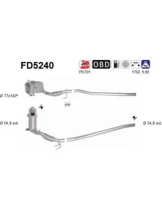 Filtro de partículas diésel AS FD5240 para AUDI / SEAT