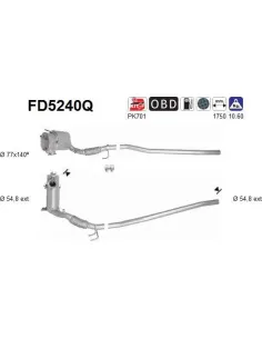 Filtro de partículas diésel AS FD5240Q para AUDI / SEAT