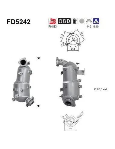 Filtro de partículas diésel AS FD5242 para TOYOTA | Recambios Colmenar